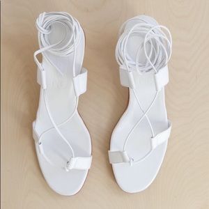 Martiniano White Pavone Lace-Up Sandals Size 36.5